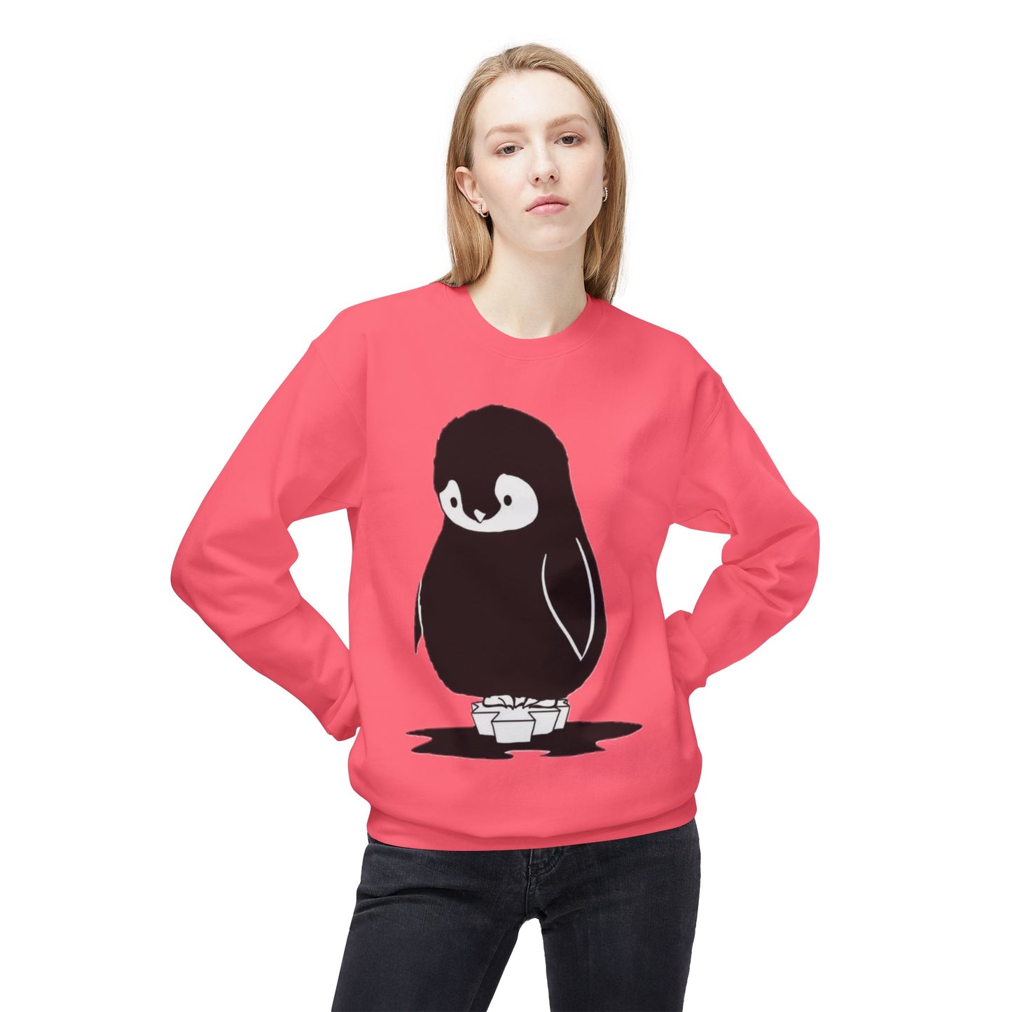 Fleece Penguin Crewneck Sweater