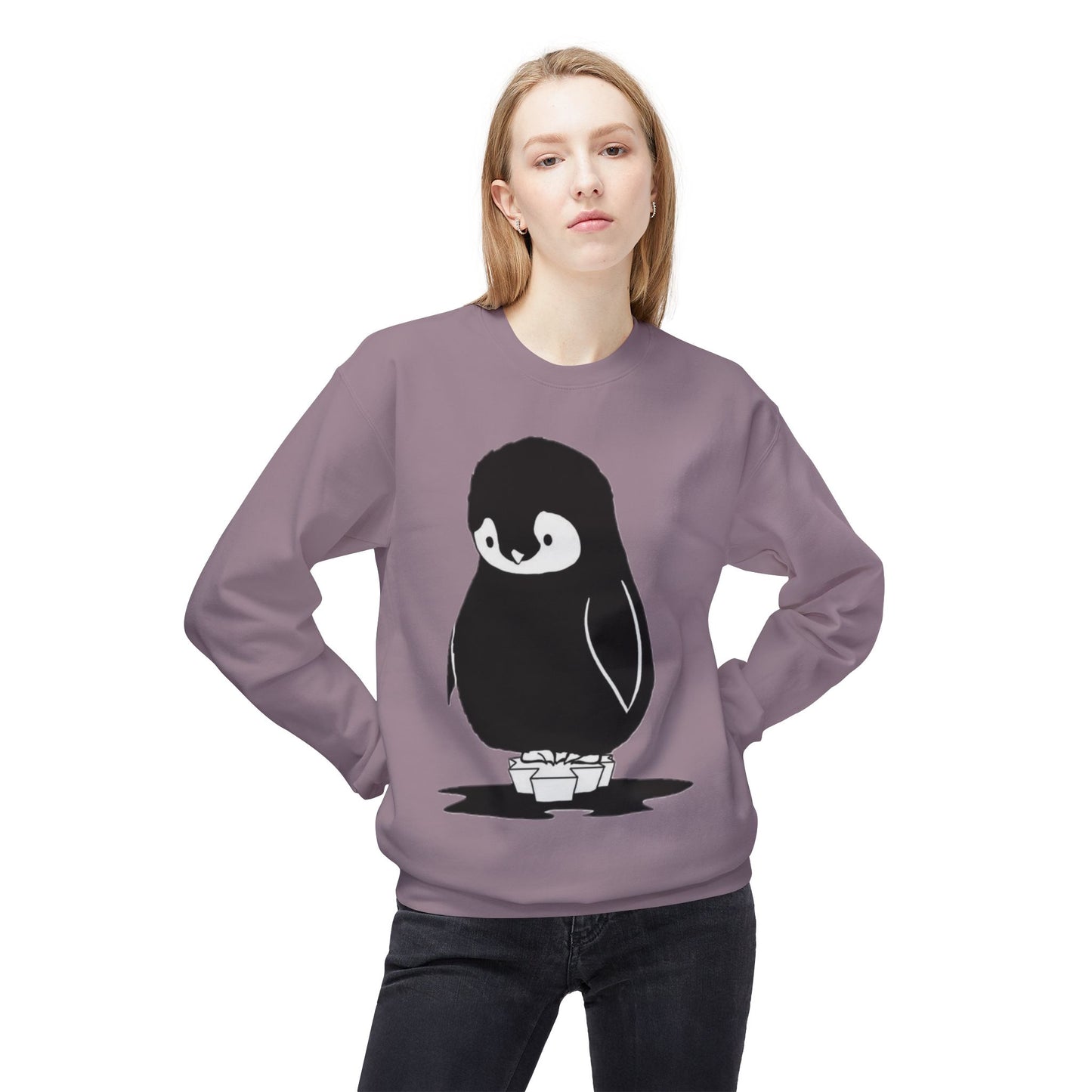 Fleece Penguin Crewneck Sweater
